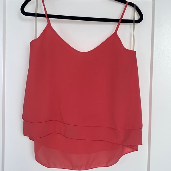 pink chiffon v neck tank top blouse - Picture 1 of 2